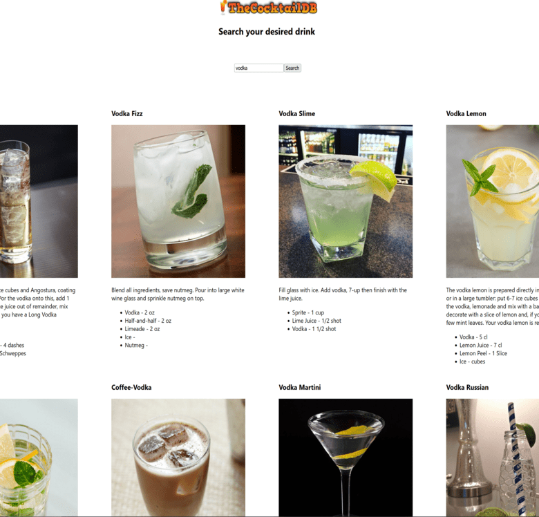 cocktail lookup website