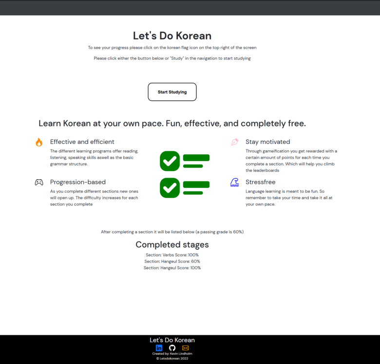 Korean language learning website